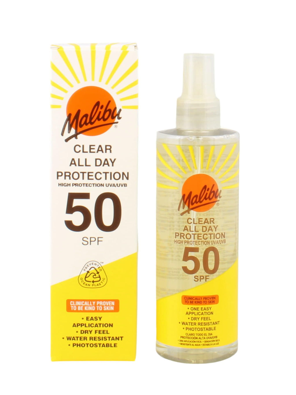 Malibu Sun Kids SPF 50 Clear Protection Sunscreen, High Protection Dry Feel Sun Spray for Kids, Water Resistant Transparent Sunscreen, 250ml