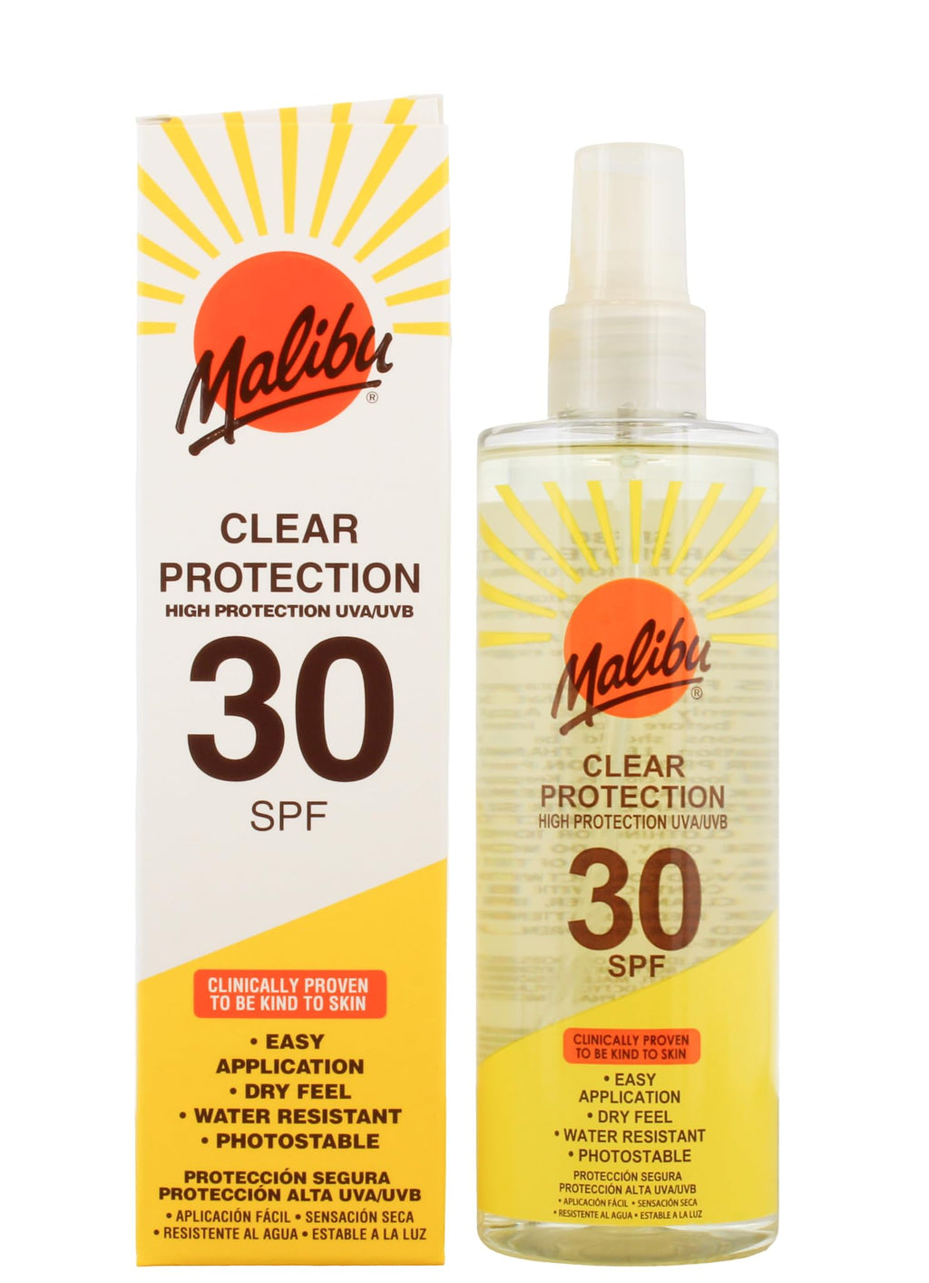 Malibu Sun Kids SPF 50 Clear Protection Sunscreen, High Protection Dry Feel Sun Spray for Kids, Water Resistant Transparent Sunscreen, 250ml