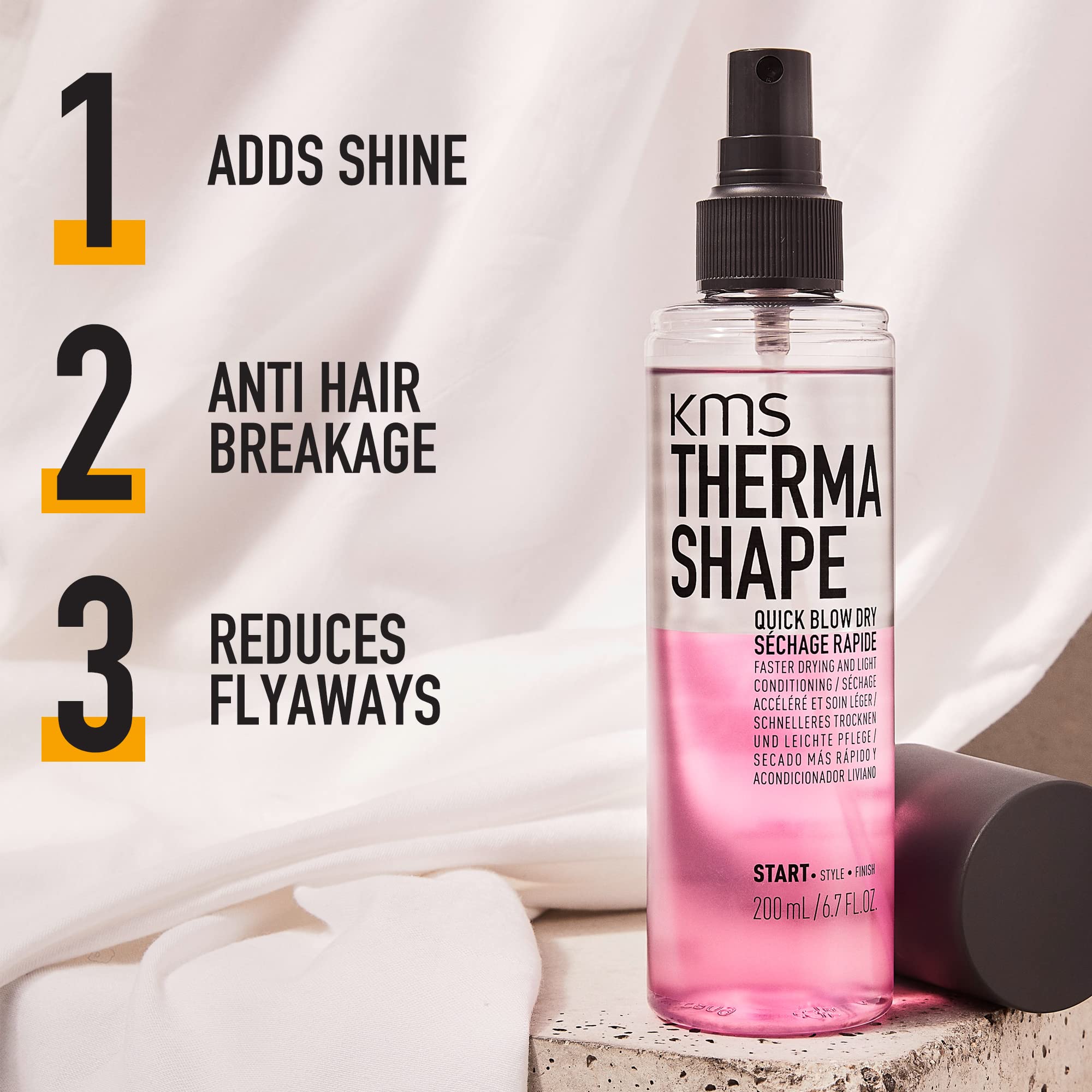 KMS ThermaShape Quick Blow Dry Spray, For All Hair Types, Speeds Blow-Dry & Heat Protection, Vegan & PETA Approved, 200ml