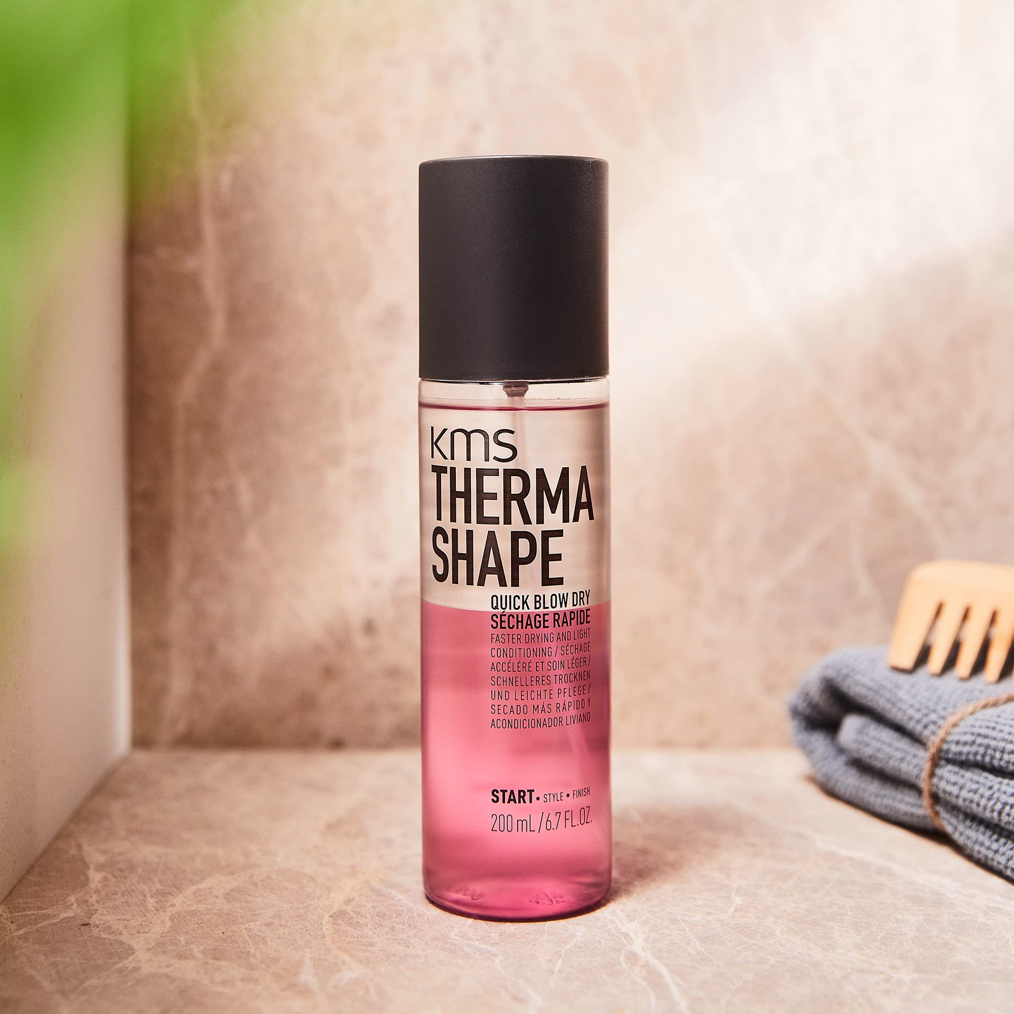 KMS ThermaShape Quick Blow Dry Spray, For All Hair Types, Speeds Blow-Dry & Heat Protection, Vegan & PETA Approved, 200ml
