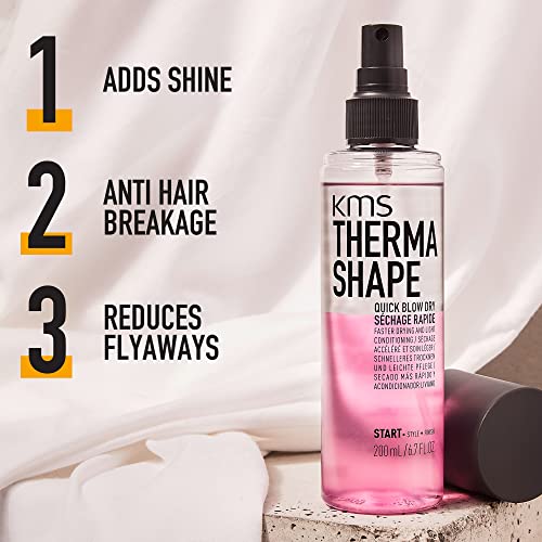 KMS ThermaShape Quick Blow Dry Spray, For All Hair Types, Speeds Blow-Dry & Heat Protection, Vegan & PETA Approved, 200ml