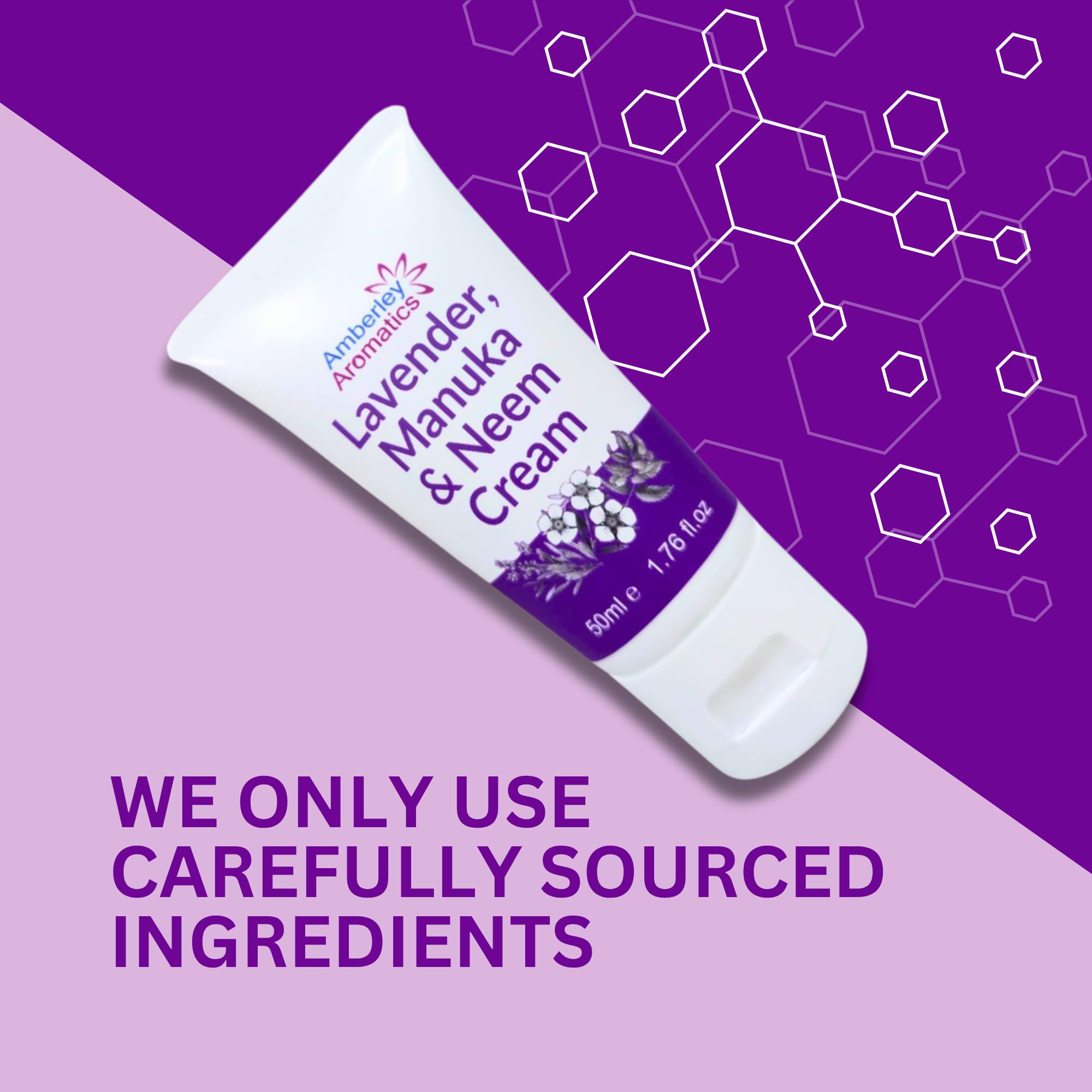 Lavender, Manuka & Neem Cream 50ml - Antibacterial, Anti-fungal, Antiseptic, Anti-Itch, Dry and Cracked Skin. Suitable for Senstive Skin Eczema & Psorasis Chapped Skin