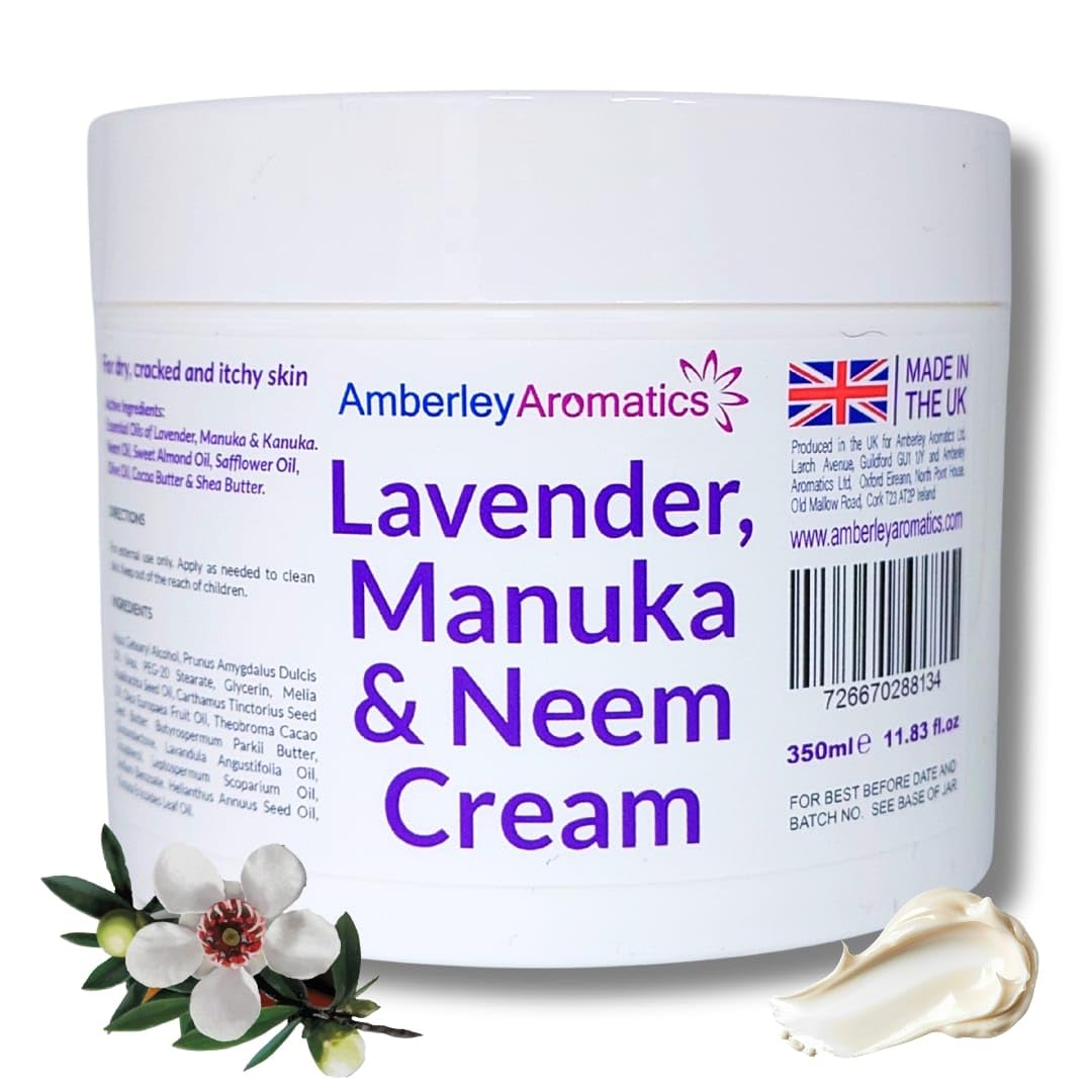 Lavender, Manuka & Neem Cream 50ml - Antibacterial, Anti-fungal, Antiseptic, Anti-Itch, Dry and Cracked Skin. Suitable for Senstive Skin Eczema & Psorasis Chapped Skin