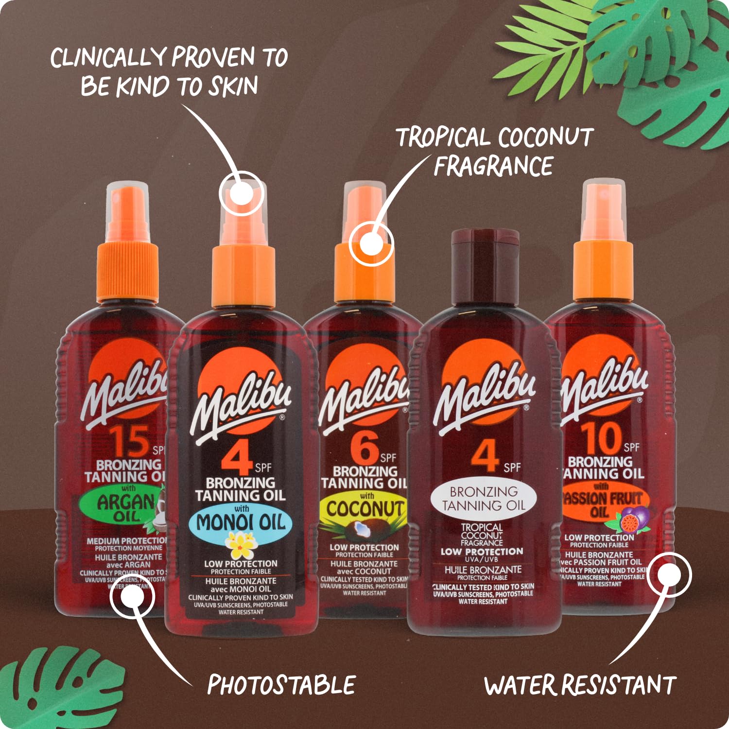 Malibu Sun SPF 6 Non-Greasy Dry Oil Spray for Tanning, Tan Enhancing & Moisturising Body Oil Mist, Water Resistant, 200ml