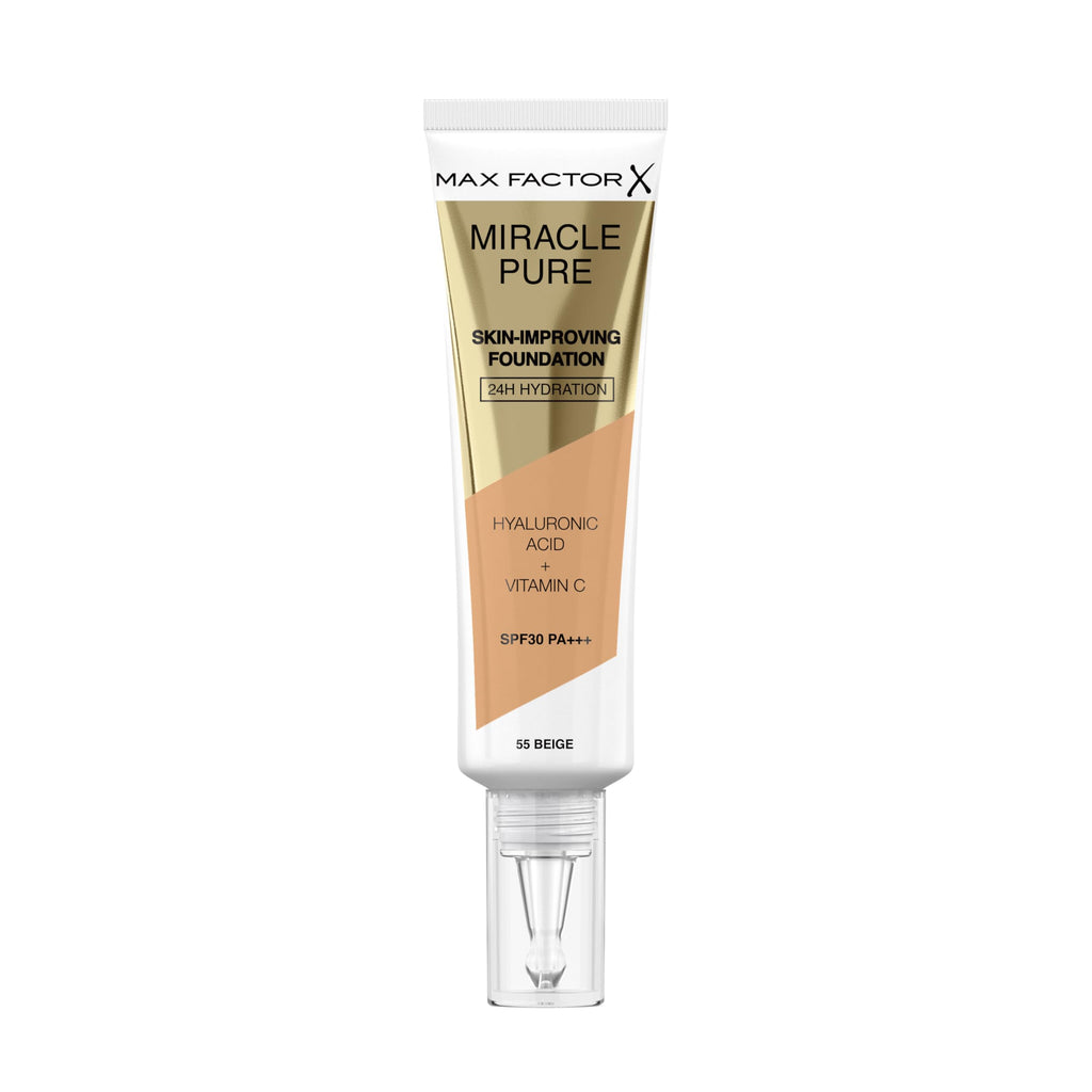 Max Factor Miracle Pure Liquid Foundation, Pearl Beige, Full Coverage, Flawless and Radiant Finish, Lightweight Formula, Smudge Resistant, Non Pore-Clogging, Fragrance Free, 35ml