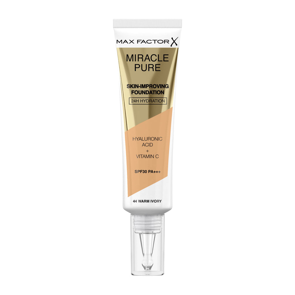 Max Factor Miracle Pure Liquid Foundation, Pearl Beige, Full Coverage, Flawless and Radiant Finish, Lightweight Formula, Smudge Resistant, Non Pore-Clogging, Fragrance Free, 35ml