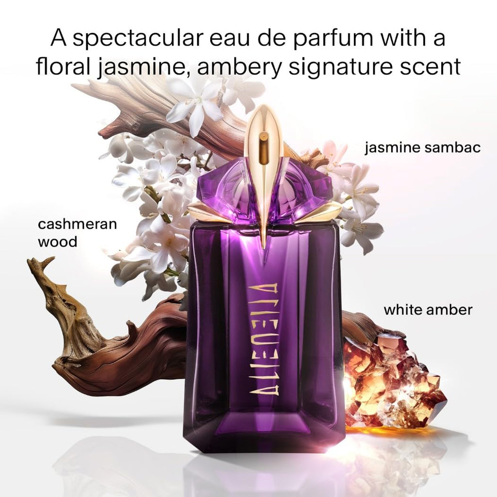 Mugler Alien Eau de Parfum, Refillable Womens Perfume, Iconic Woody Floral Fragrance with Sensual Jasmine Sambac, Cashmeran Wood, Enveloping White Amber Revealing Ultimate Femininity, 60ml