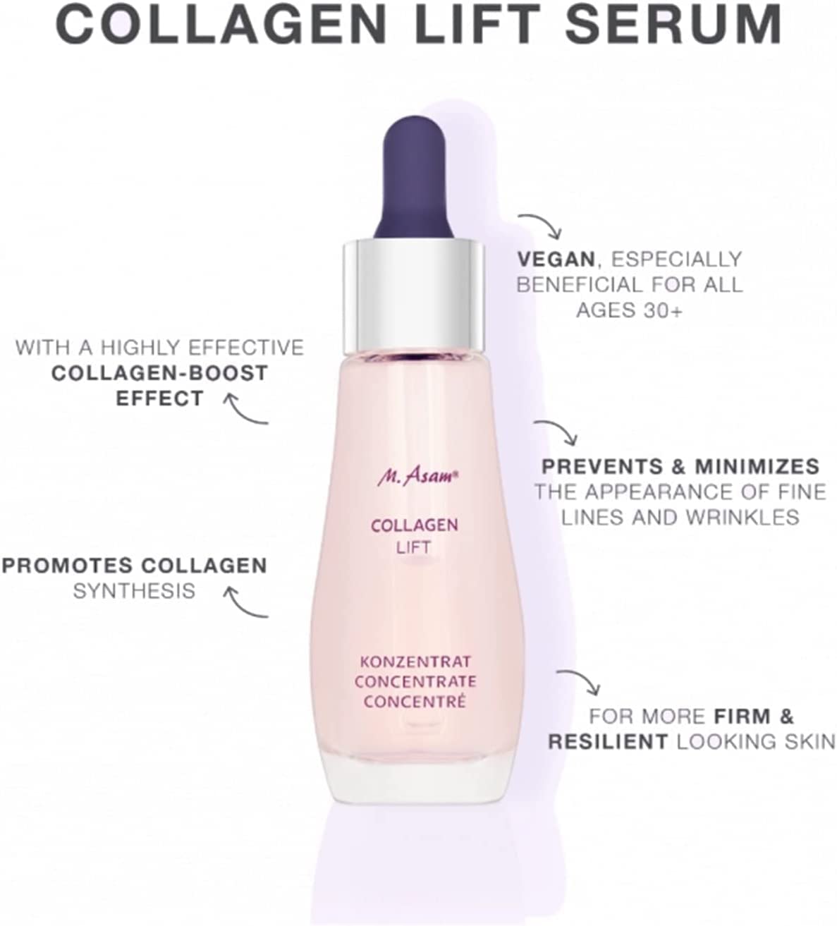 M. Asam Collagen Lift Concentrate (30ml) - Anti-Aging Concentrate with collagen, supports the skin's elastin & collagen synthesis, collagen face serum taut contours & elasticity, facial care