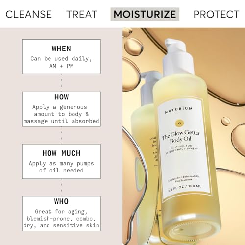 Naturium The Glow Getter Body Oil, Multi-Oil for Intense Nourishment, Hydrating & Moisturising Formula, Vegan 3.4 OZ / 100 ML