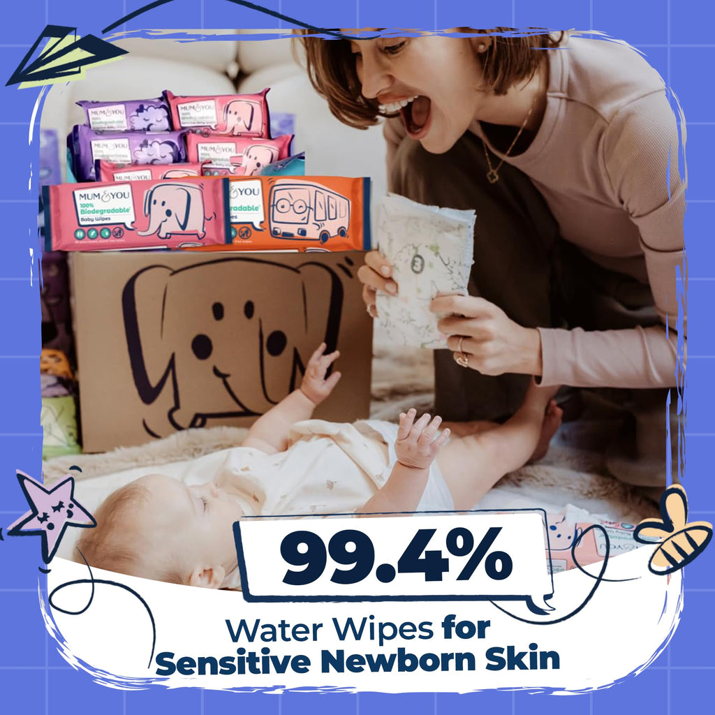 Mum & You Onewipe Baby Wipes Multipack, 100% Biodegradable Wet Wipes (10 Packs= 400 wipes), 99.4% Water| Ideal for Sensitive Newborn Skin, 30% XL Wet Wipes Adults,Eco-Friendly Wipes