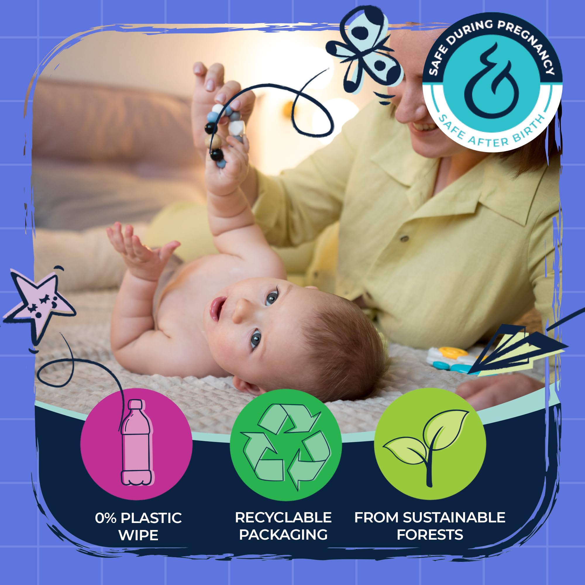Mum & You Onewipe Baby Wipes Multipack, 100% Biodegradable Wet Wipes (10 Packs= 400 wipes), 99.4% Water| Ideal for Sensitive Newborn Skin, 30% XL Wet Wipes Adults,Eco-Friendly Wipes