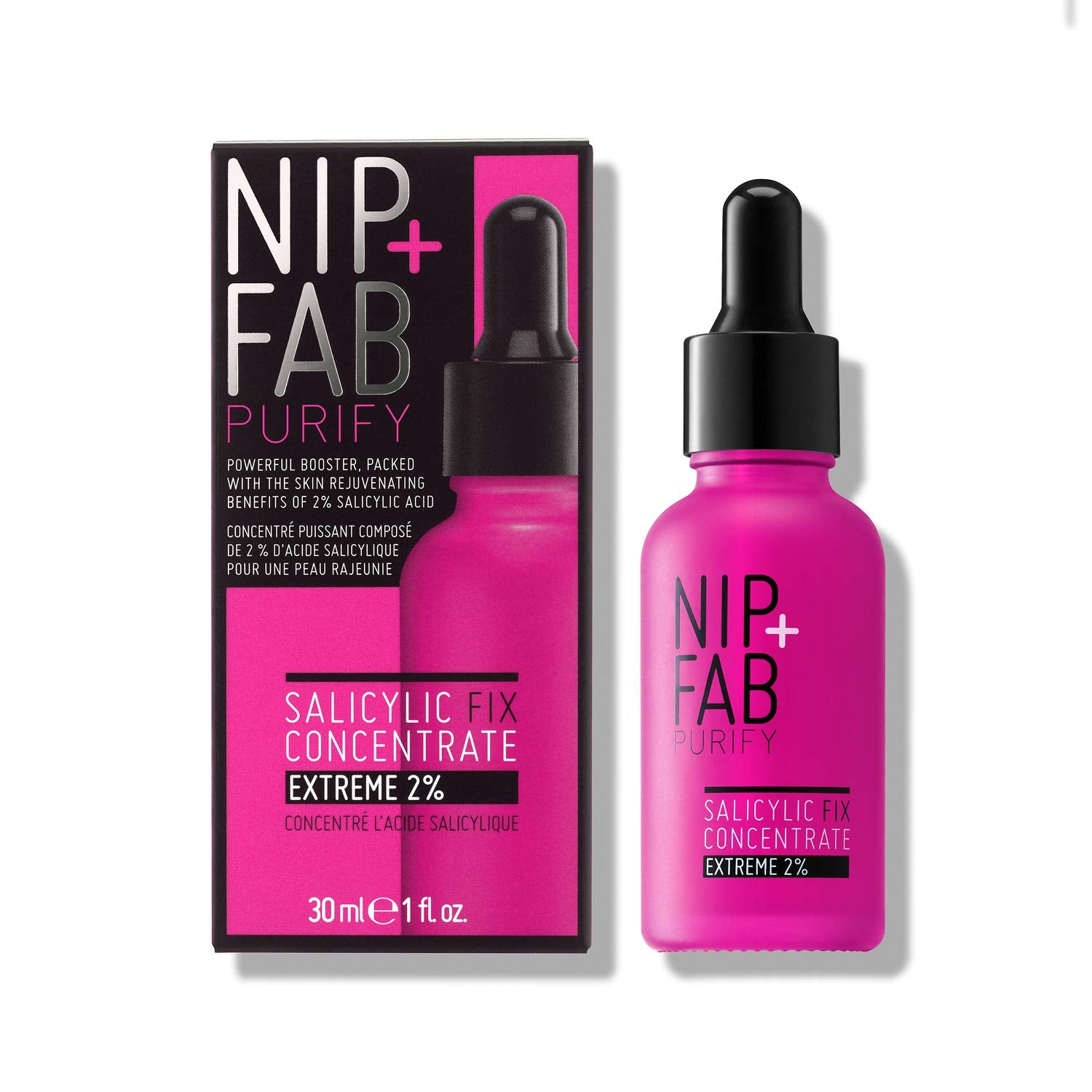 Nip + Fab Salicylic Acid Concentrate Extreme 2% BHA Liquid Drops for Face with Niacinamide Vitamin B3 to Refine and Minimize Pores, Even Skin Tone, Oil Control, 30 ml