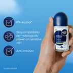 NIVEA MEN Derma Control Sensitive Roll On (6 x 50ml), Anti-Perspirant Formula for Defence Against Odour and Staining, 72H Protection Deodorant for Sensitive Skin, Pack of 6