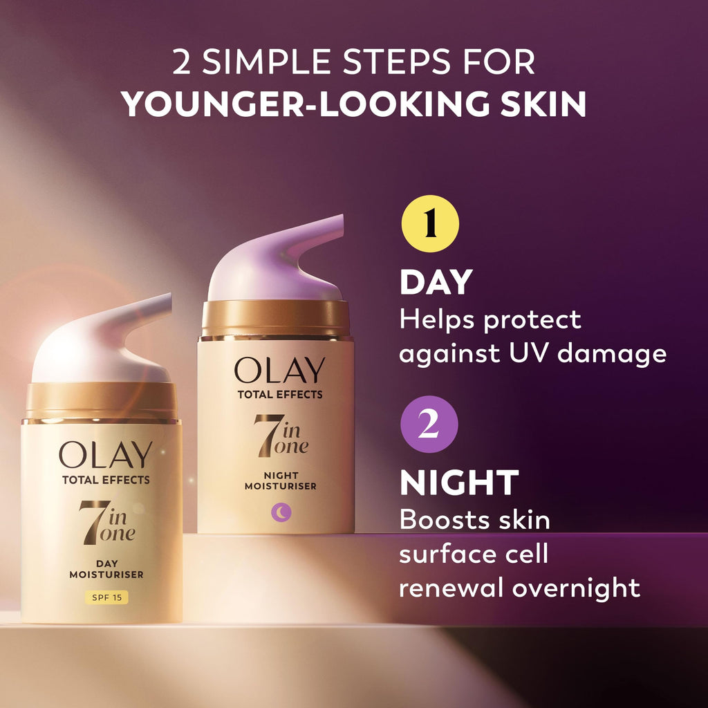 Olay Total Effects Anti-Ageing 7in1 Gift Set: Day Cream Moisturiser 37ml, Night Cream Firming Moisturiser 37ml - Damaged Box