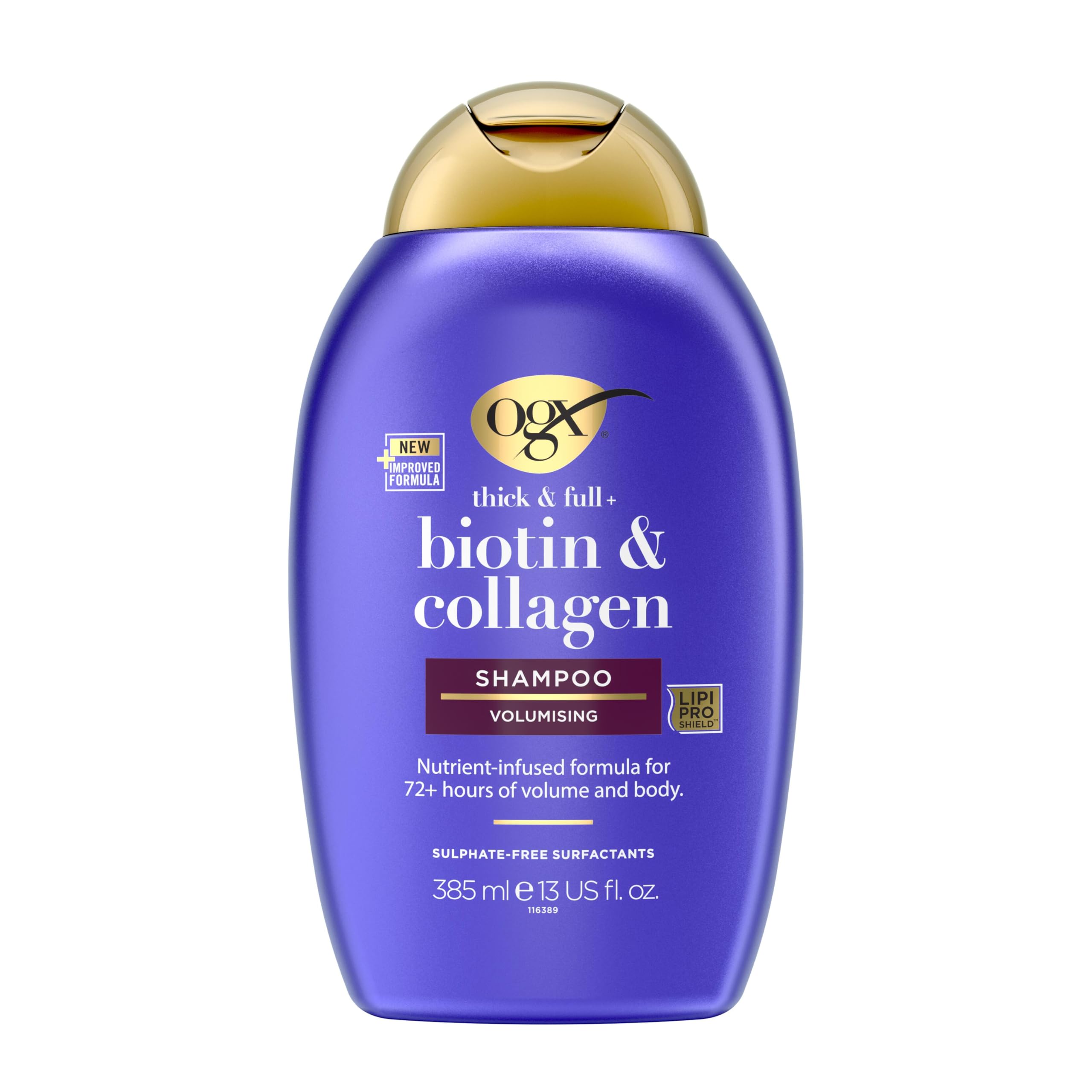 OGX Biotin and Collagen Volumising Hair Shampoo, Thick and Full, with Vitamin B7 Biotin, and Collagen, for Fine Hair, Sulfate Free Surfactants, 577ml (Packaging may vary) - Damaged Box