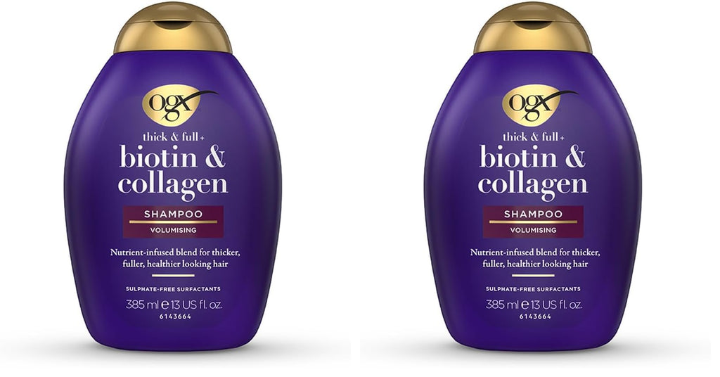 OGX Biotin and Collagen Volumising Hair Shampoo, Thick and Full, with Vitamin B7 Biotin, and Collagen, for Fine Hair, Sulfate Free Surfactants, 577ml (Packaging may vary) - Damaged Box