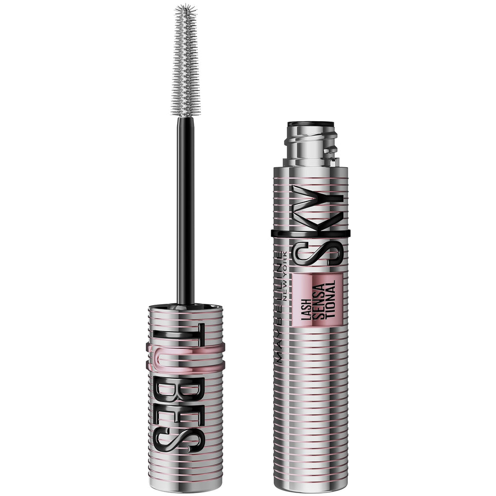 Maybelline Tubing Mascara Black, Lash Sensational Sky High Tubes Mascara with with Shea Butter + Castor Oil, Lengthening for Extension-Like Length, 24H Smudge-Proof, Washable, Vegan, Sensitive Eyes