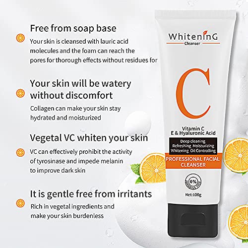 Vitamin C Facial Cleanser - Oil Control Hydrating Face Wash - Deep Cleansing Moisturising Skincare