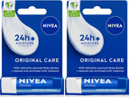 NIVEA Lip Balm Original Care (4.8g) Lip Balm Deeply Hydrates Lips for 24h+, with 100% Natural Origin Ingredients, Shea Butter, and Vitamins, Lip Care