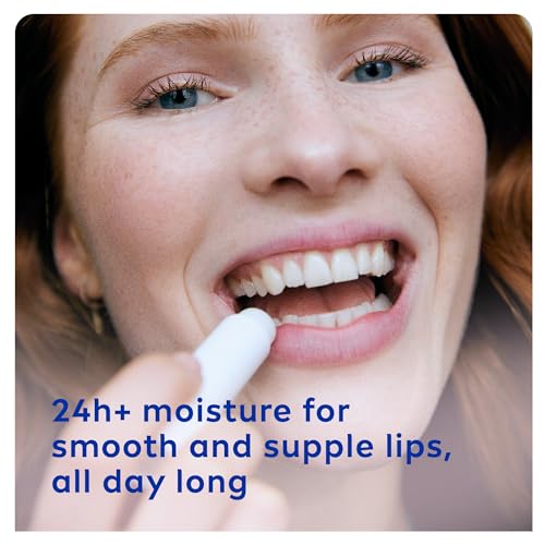 NIVEA Lip Balm Original Care (4.8g) Lip Balm Deeply Hydrates Lips for 24h+, with 100% Natural Origin Ingredients, Shea Butter, and Vitamins, Lip Care