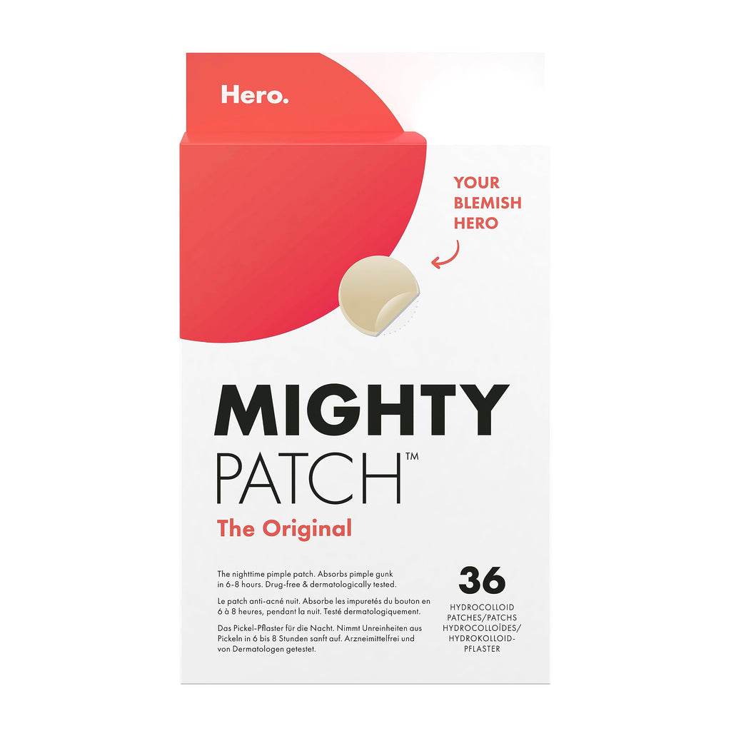 Mighty Patch Original Spot Patches by Hero Cosmetics, Day & Night Time Acne Treatment, Clear Spot Remover Hydrocolloid Patches, Anti Acne Dots, Spot Treatment Pimple Stickers - 36 Patches - Damaged Box
