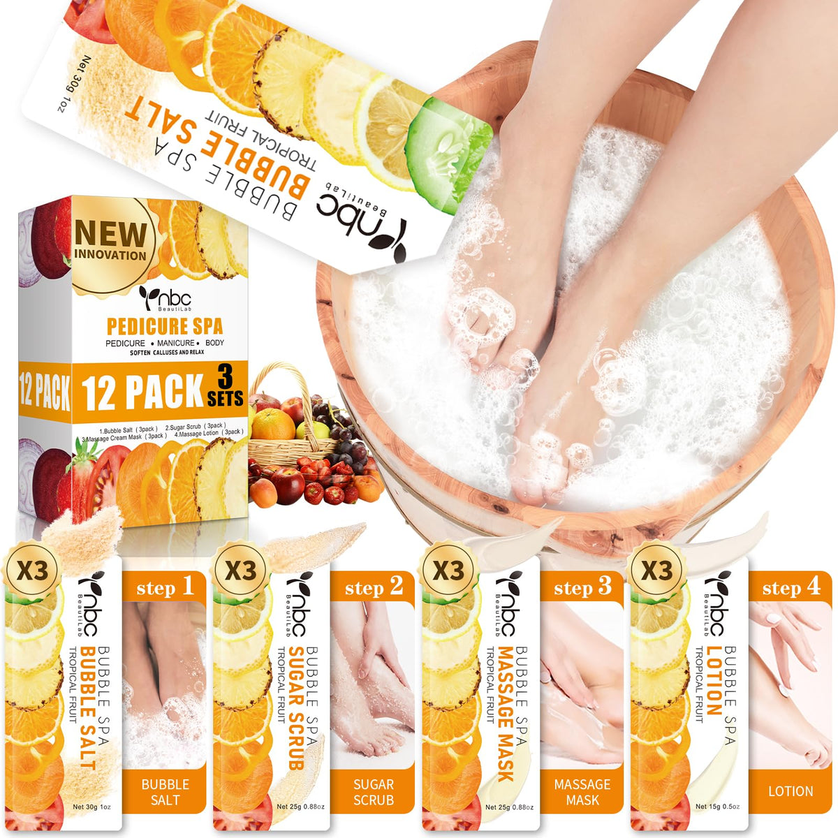 nbc BeautiLab 4-Step Foot Spa Set - Tropical Fruit
