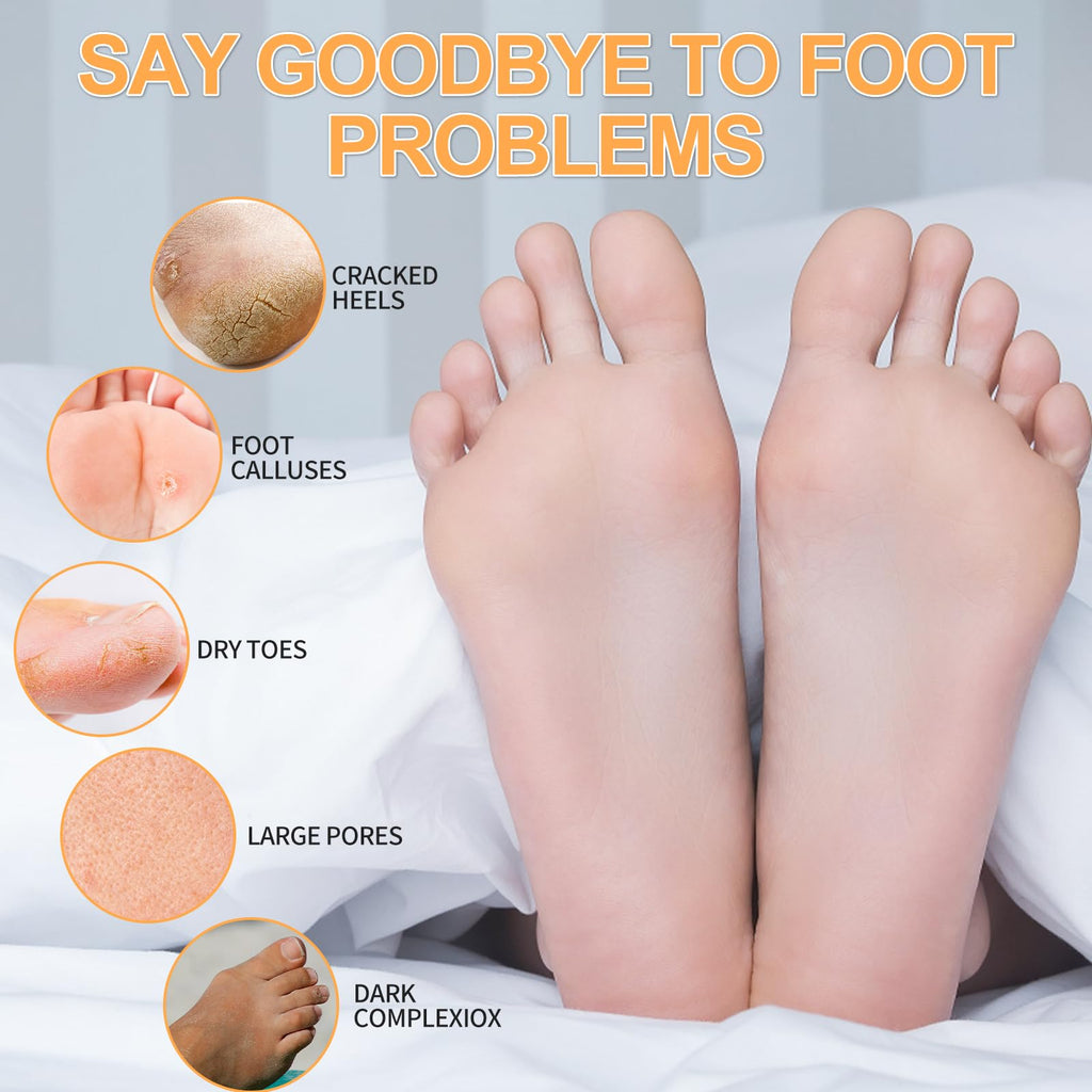 nbc BeautiLab Foot Soak Set: Bubble Salt, Sugar Scrub, Massage Mask, Massage Lotion in a Box, 4 Step Foot Spa Kit for Dry Feet, Softens Calluses, Tired Feet (3 Set, 3 Set Tropical Fruit)