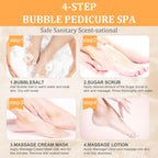 nbc BeautiLab Foot Soak Set: Bubble Salt, Sugar Scrub, Massage Mask, Massage Lotion in a Box, 4 Step Foot Spa Kit for Dry Feet, Softens Calluses, Tired Feet (3 Set, 3 Set Tropical Fruit)