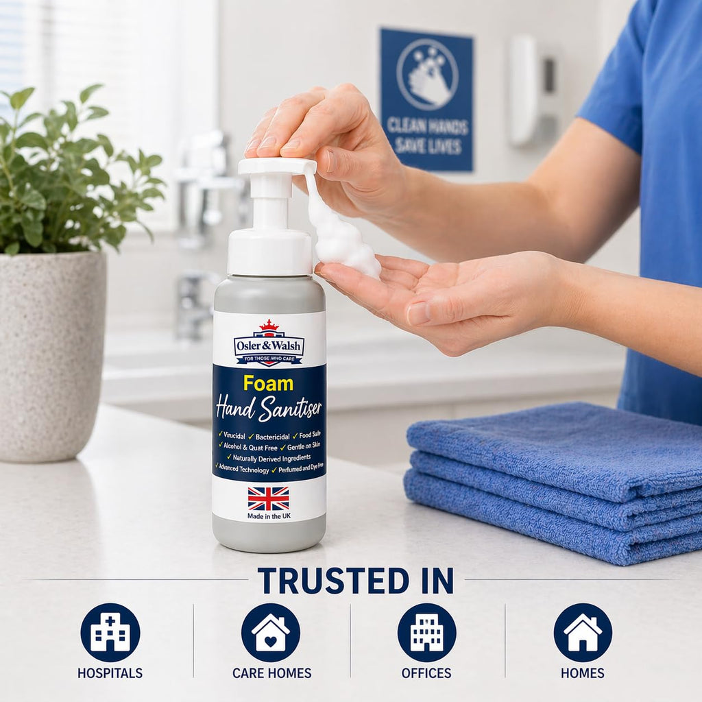 Osler & Walsh Hand Sanitiser Foaming Pump Bottles 500ml - Alcohol-Free, Quat-Free Formula - Biodegradable | Pack of 6 | Healthcare, Workplace, Nursery & Behavioural Health Use