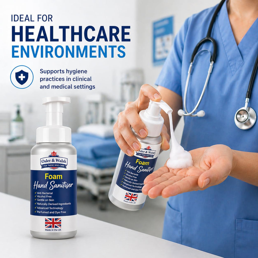 Osler & Walsh Hand Sanitiser Foaming Pump Bottles 500ml - Alcohol-Free, Quat-Free Formula - Biodegradable | Pack of 6 | Healthcare, Workplace, Nursery & Behavioural Health Use