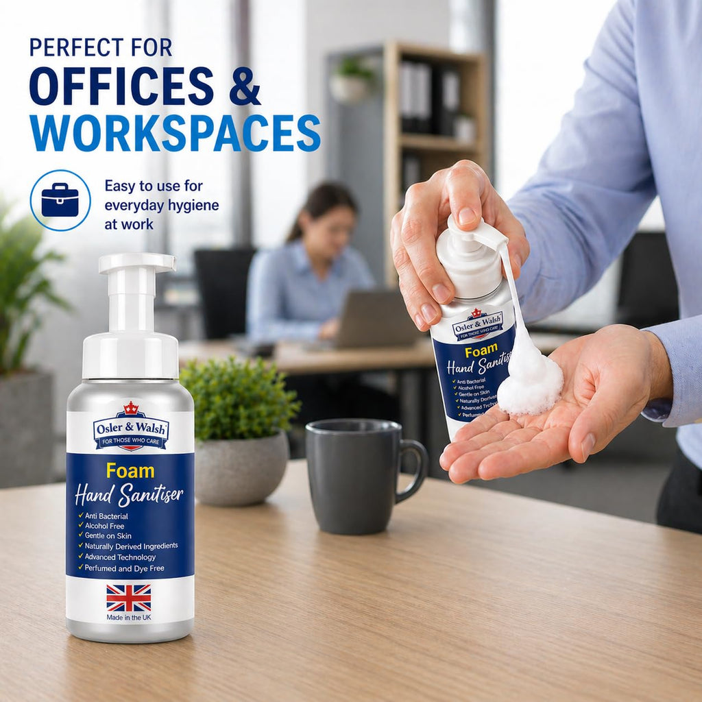 Osler & Walsh Hand Sanitiser Foaming Pump Bottles 500ml - Alcohol-Free, Quat-Free Formula - Biodegradable | Pack of 6 | Healthcare, Workplace, Nursery & Behavioural Health Use