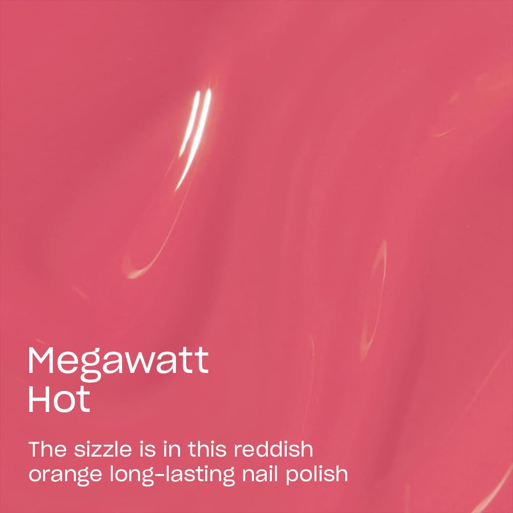 OPI Infinite Shine Nail Polish - Megawatt Hot - Gel Like & Long Lasting Orange Nail Polish - with Pre-Cured Gel Technology & OPI Pro-Wide Brush (15ml) - Damaged Box
