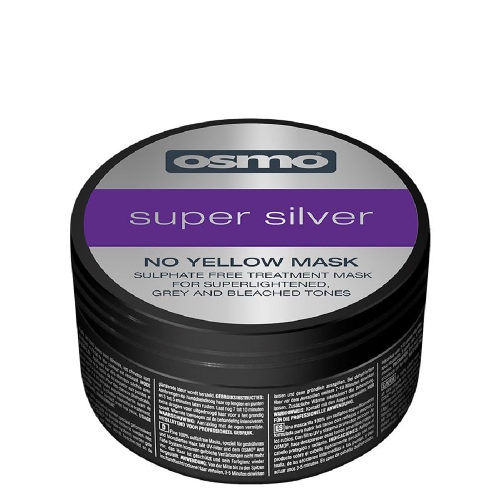OSMO Super Silver Mask 250 ml - Purple Hair Mask for Blonde, Bleached & Grey Hair - Neutralises Brassy Yellow Tones & Enhances Cool, Ashy Colour