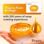 Pears Pure & Gentle Transparent Natural Soap Bar - Made with Natural Oils, Nourishing and Refreshing Bathing Cleanser, Gentle & Soothing Skin Care, Pure Transparency, Pack of 6 x 125g