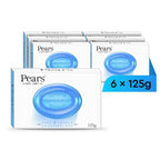 Pears Pure & Gentle Transparent Natural Soap Bar - Made with Natural Oils, Nourishing and Refreshing Bathing Cleanser, Gentle & Soothing Skin Care, Pure Transparency, Pack of 6 x 125g