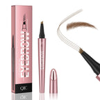 QIC eyebrow pencil,4 Tip microblading eyebrow pen, 4 Fork waterproof brow pencil, create Natural Hair-Like Brows, brown eye brow pencil - Damaged Box