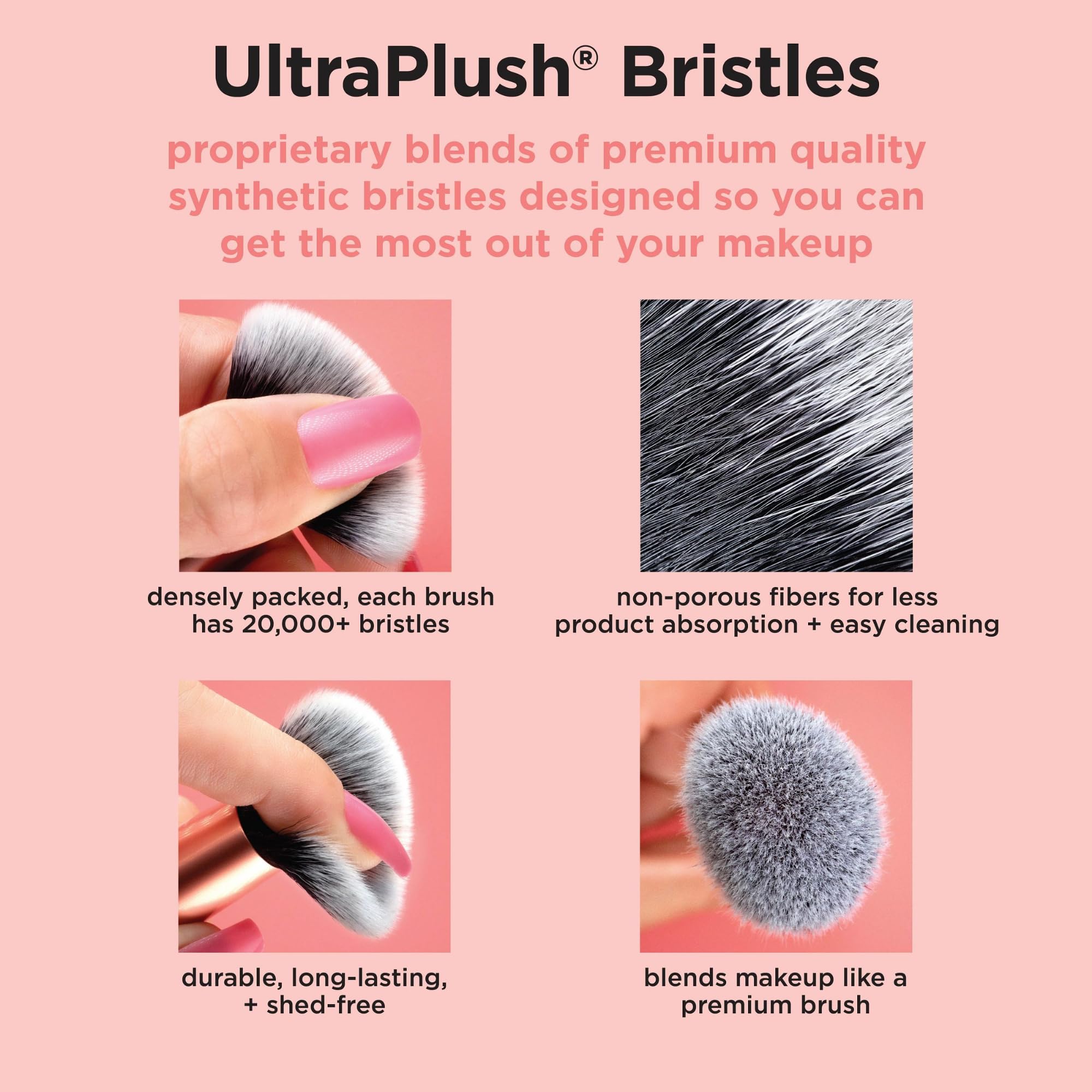 Real Techniques Travel Fantasy Mini Brush Kit, Makeup Brushes For Eyeshadow, Highlight, Contour, Powder, and Concealer, Travel-Sized Brushes and Cosmetic Bag, Synthetic Bristles, 11 Piece Set - Damaged Box