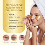 PLANTIFIQUE 24K Gold Under Eye Gel Patches - Dermatologist Tested - 20 Pairs Collagen & Hyaluronic Acid Eye Masks for Dark Circles, Bags & Puffiness