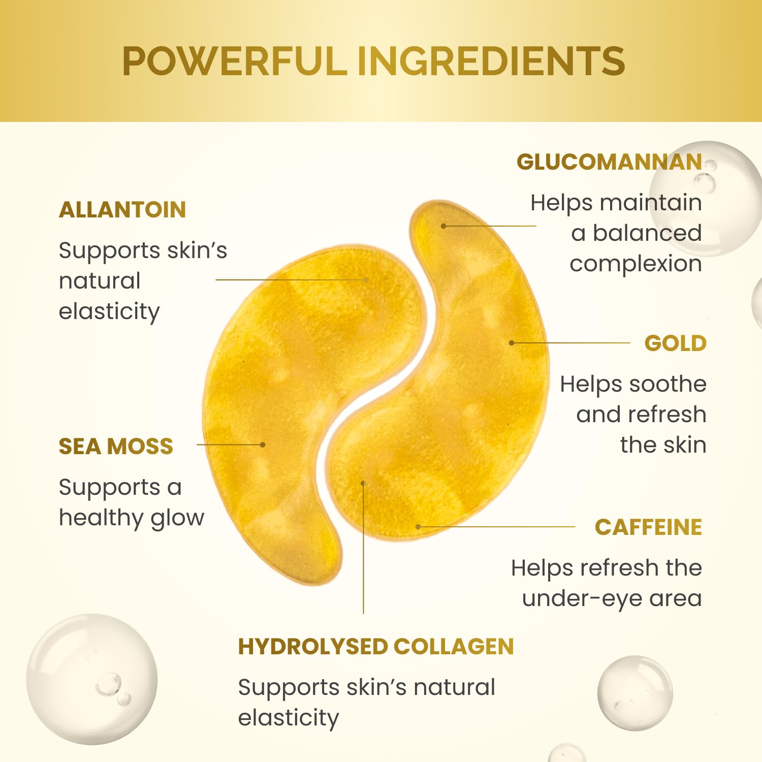 PLANTIFIQUE 24K Gold Under Eye Gel Patches - Dermatologist Tested - 20 Pairs Collagen & Hyaluronic Acid Eye Masks for Dark Circles, Bags & Puffiness
