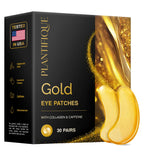 PLANTIFIQUE 24K Gold Under Eye Gel Patches - Dermatologist Tested - 20 Pairs Collagen & Hyaluronic Acid Eye Masks for Dark Circles, Bags & Puffiness