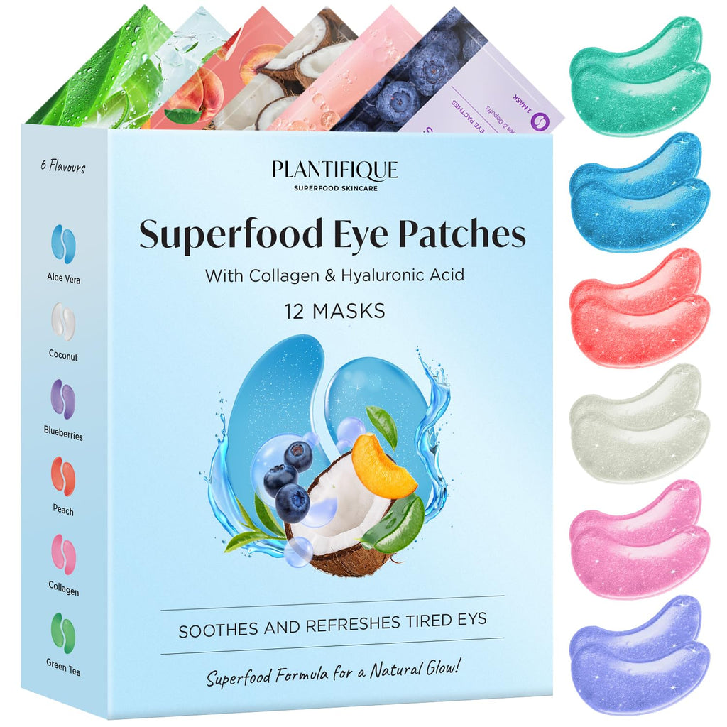 PLANTIFIQUE 24K Gold Under Eye Gel Patches - Dermatologist Tested - 20 Pairs Collagen & Hyaluronic Acid Eye Masks for Dark Circles, Bags & Puffiness