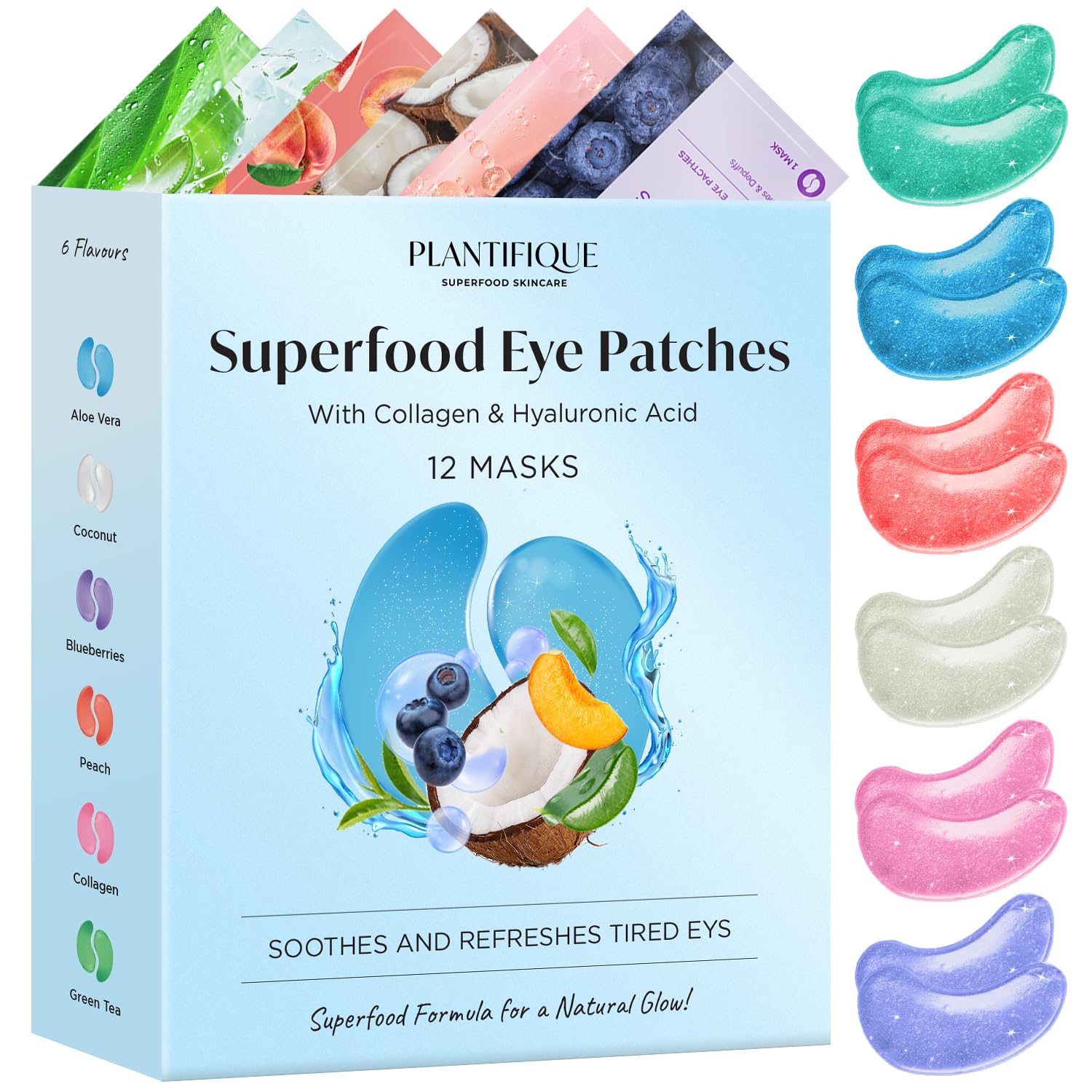 PLANTIFIQUE 24K Gold Under Eye Gel Patches - Dermatologist Tested - 20 Pairs Collagen & Hyaluronic Acid Eye Masks for Dark Circles, Bags & Puffiness