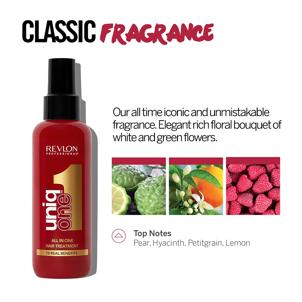 REVLON PROFESSIONAL Uniqone Hair Treatment, Moisturizing Leave-in Hair Treatment, Repair for Damaged Hair, Hair Treatment, Classic Fragrance - 150 ml