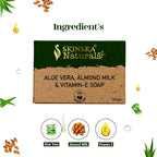 SKINSKA NATURALS Aloe Vera Soap - Enriched with Almond & Vitamin E, Moisturising Cleanser for Face & Body, Smooth Nourished Skin, Bath & Shower Bar, Paraben-Free, Cruelty-Free, Pack of 2 x 125g