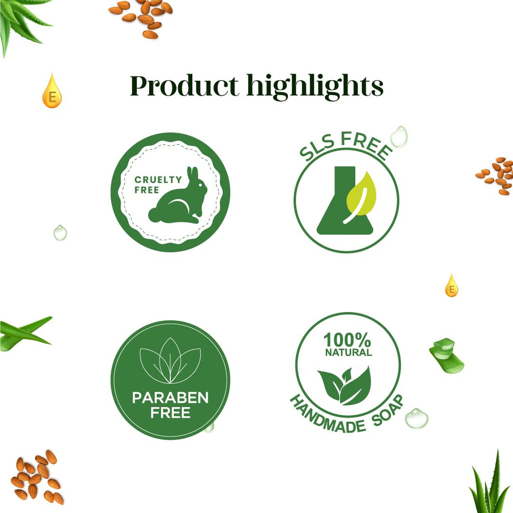 SKINSKA NATURALS Aloe Vera Soap - Enriched with Almond & Vitamin E, Moisturising Cleanser for Face & Body, Smooth Nourished Skin, Bath & Shower Bar, Paraben-Free, Cruelty-Free, Pack of 2 x 125g