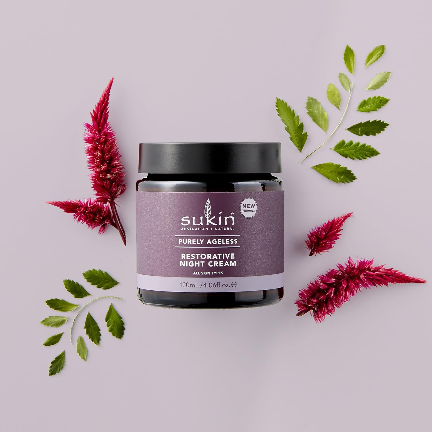 Sukin Purely Ageless Restorative Night Cream 120ml - with Ribose, Macadamia Oil, & Cocoa Butter; vegan friendly - plumps skin, fights the signs of ageing, reduces the appearance of wrinkles. - Damaged Box