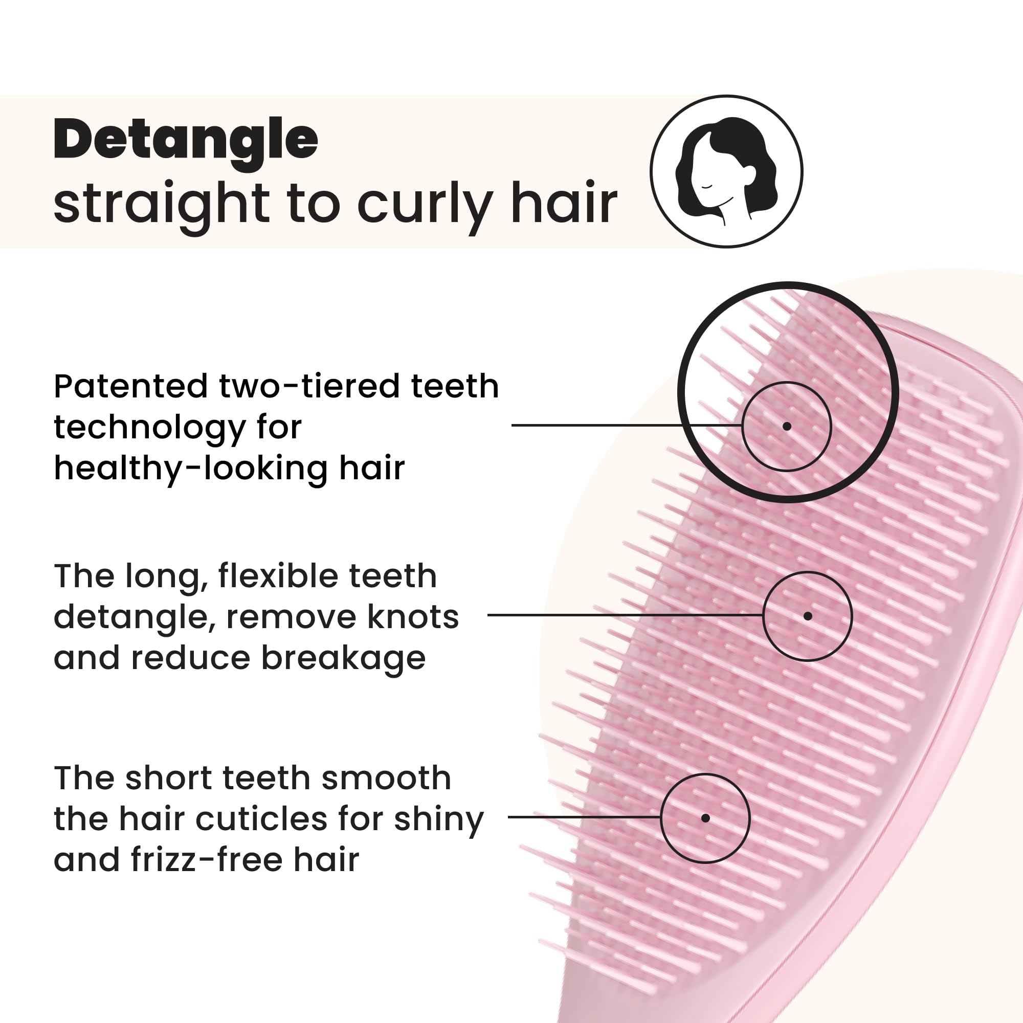 Tangle Teezer Ultimate Detangler Hairbrush - For Wet & Dry Hair - Detangling Brush for All Hair Types - Two-Tiered Teeth Reduce Breakage & Eliminate Knots - Millennial Pink - Damaged Box