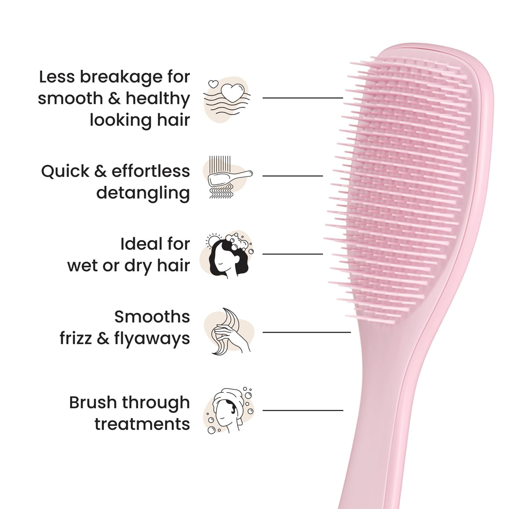 Tangle Teezer Ultimate Detangler Hairbrush - For Wet & Dry Hair - Detangling Brush for All Hair Types - Two-Tiered Teeth Reduce Breakage & Eliminate Knots - Millennial Pink - Damaged Box