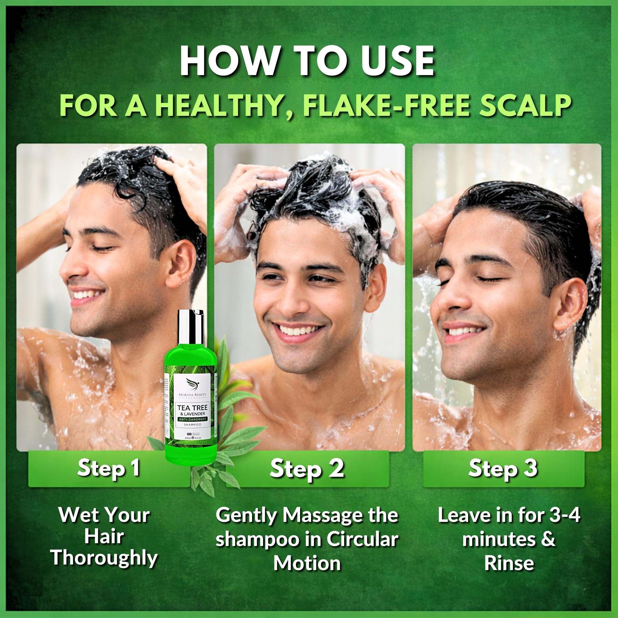 Tea Tree Anti-Dandruff Shampoo - For Dry Itchy Flaky Scalp and Dandruff