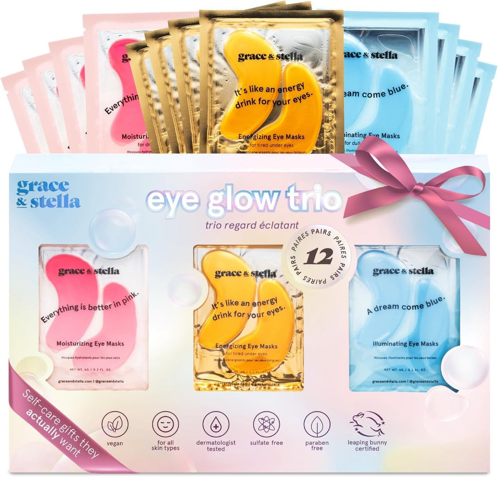 Under Eye Mask - Reduce Dark Circles, Puffy Eyes, Undereye Bags, Wrinkles - Gel Under Eye Patches, Vegan Cruelty-Free Self Care by grace and stella (24 Pairs, Gold)